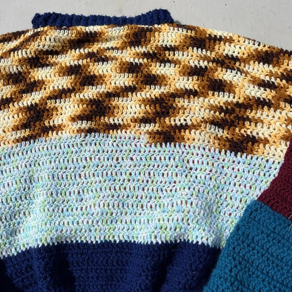 Women's Knit Crochet Sweater Multicolor Solid NO SIZE Balloon Cottage‎ Grandma